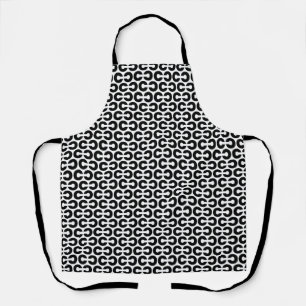 Black and White Bold Letter C Pattern Alphabet Apron