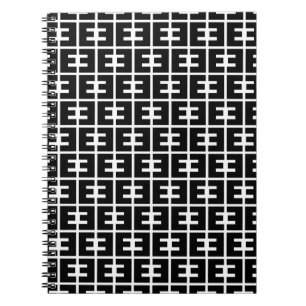 Black and White Bold Letter E Pattern Alphabet Notebook