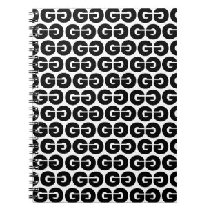 Black and White Bold Letter G Pattern Alphabet Notebook