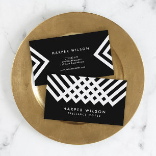 Black and White Bold Minimalist Geometric Business Card