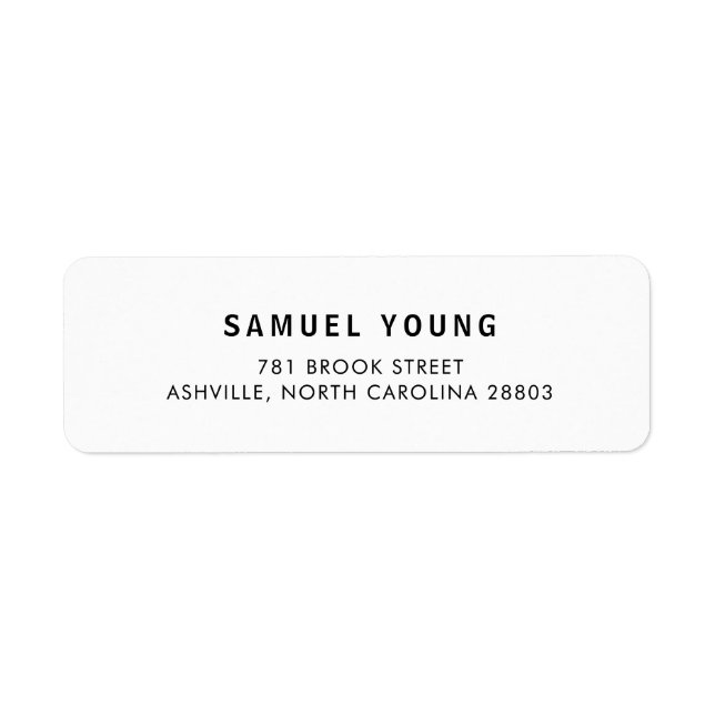 Black and White Bold Name Business Return Address Label (Front)