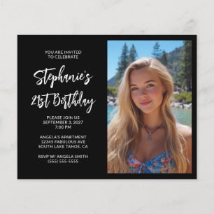 Black and White Bold Script Photo 21st Birthday Flyer