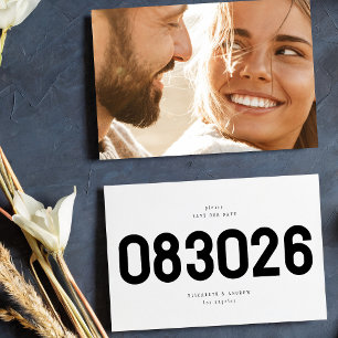 Black and White Bold Simple Modern Big Date Photo Save The Date