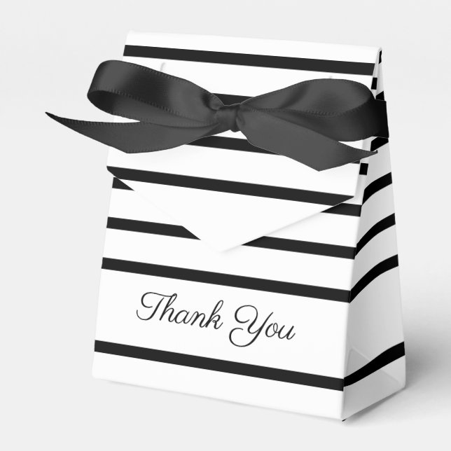 Black And White Bold Stripe Wedding Favour Box (Front Side)