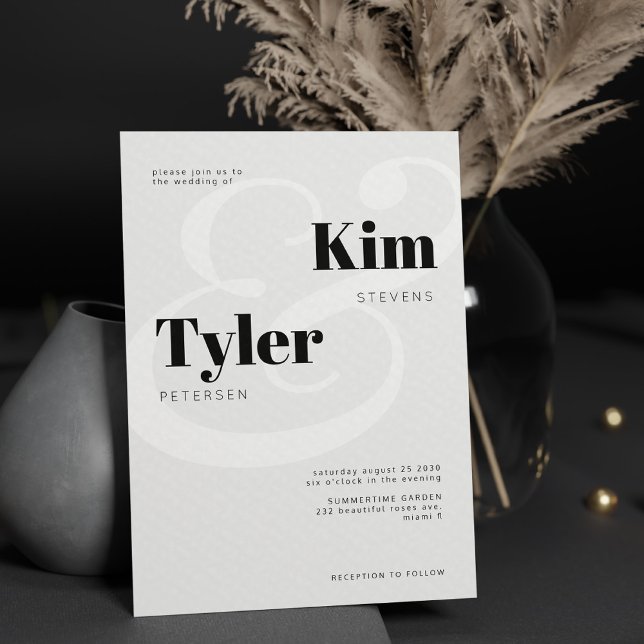 Black and white bold typography names wedding invitation (Creator Uploaded)