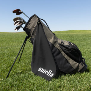 Black and White Bold Typography Personalised Name Golf Towel