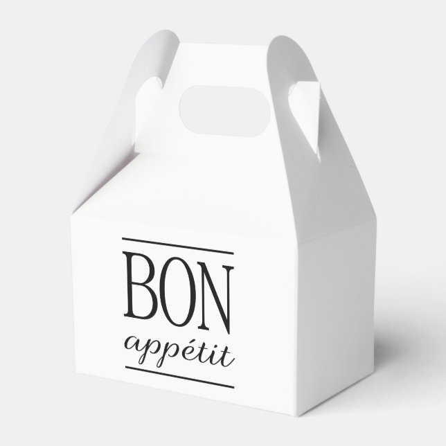 Black And White Bon Appetit  Favour Box (Front Side)