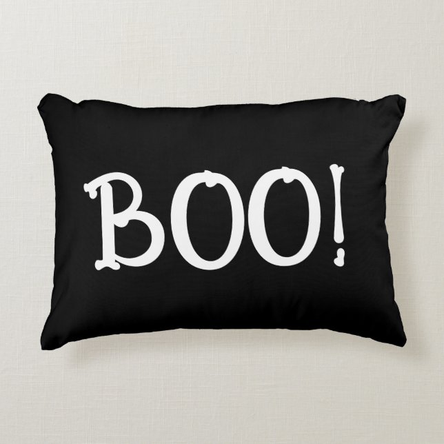 Black and White Bony Boo Decorative Cushion (Front)