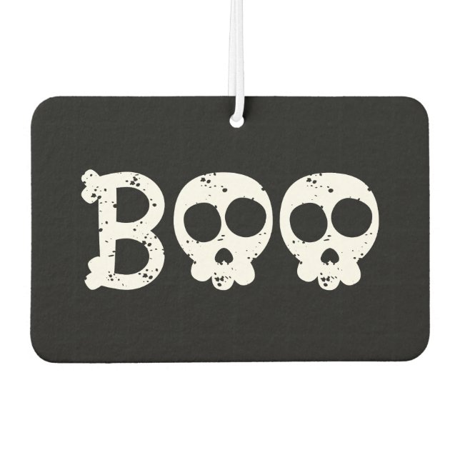 Black and White Bony Skull Boo Car Air Freshener (Front)