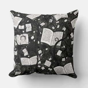 Black And White Books Background Cushion