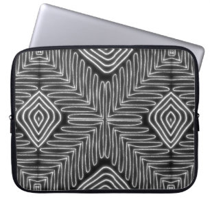 Black and White Boomerangs African Print Laptop Sleeve