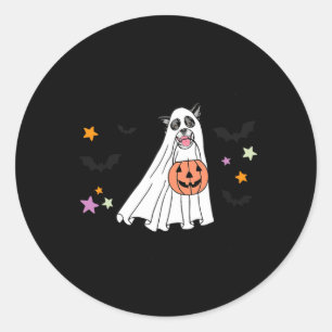 Black And White Border Collie Boo Dog Halloween Classic Round Sticker