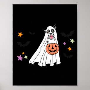 Black And White Border Collie Boo Dog Halloween Poster