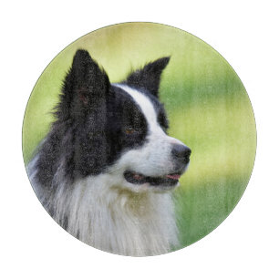 Black and White Border Collie Dog Cutting Board