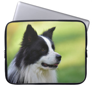 Black and White Border Collie Dog Laptop Sleeve
