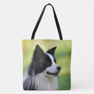 Black and White Border Collie Dog Tote Bag