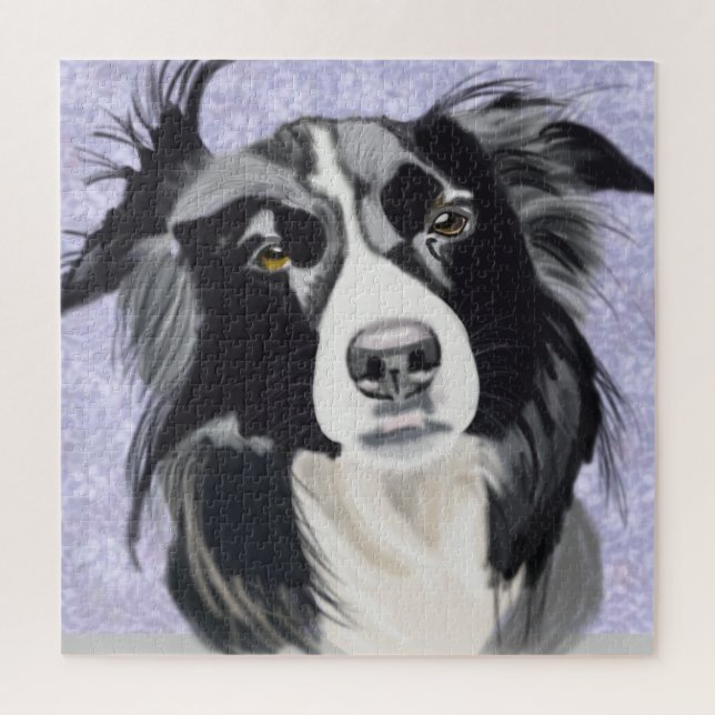 Black and White Border Collie Jigsaw Puzzle (Vertical)