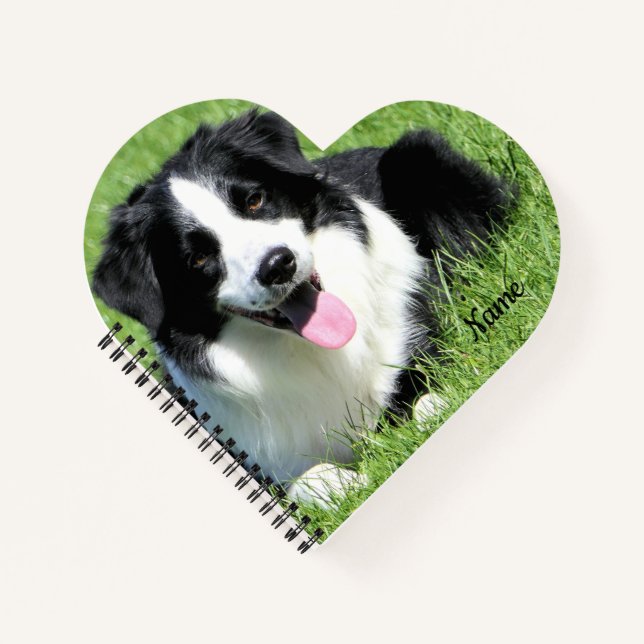 Black and White Border Collie Notebook (Front)