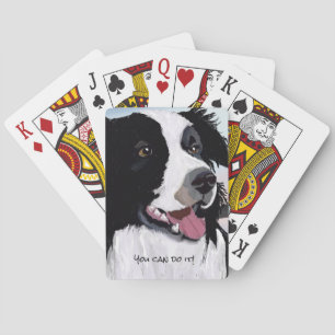Black and White Border Collie Playing Cards