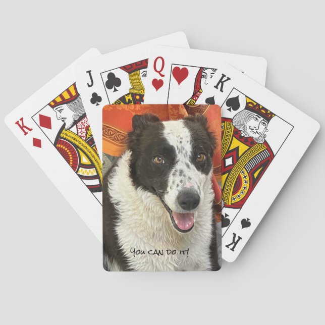 Black and White Border Collie Playing Cards (Back)