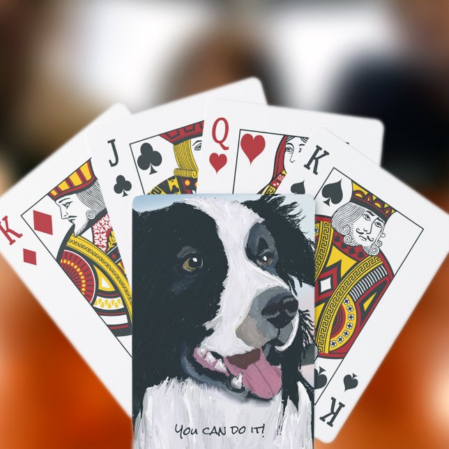 Black and White Border Collie Smiling Playing Cards (Creator Uploaded)