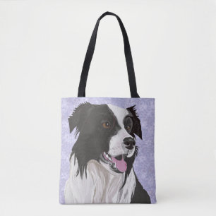 Black and white Border Collie Tote Bag