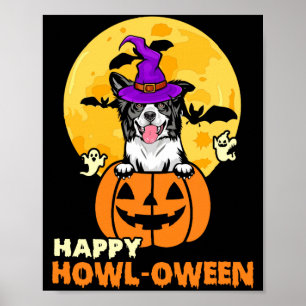 Black And White Border Collie Witch Dog Happy Poster