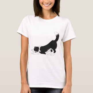 Black and White Border Collie Yoga T-Shirt