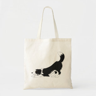 Black and White Border Collie Yoga Tote Bag