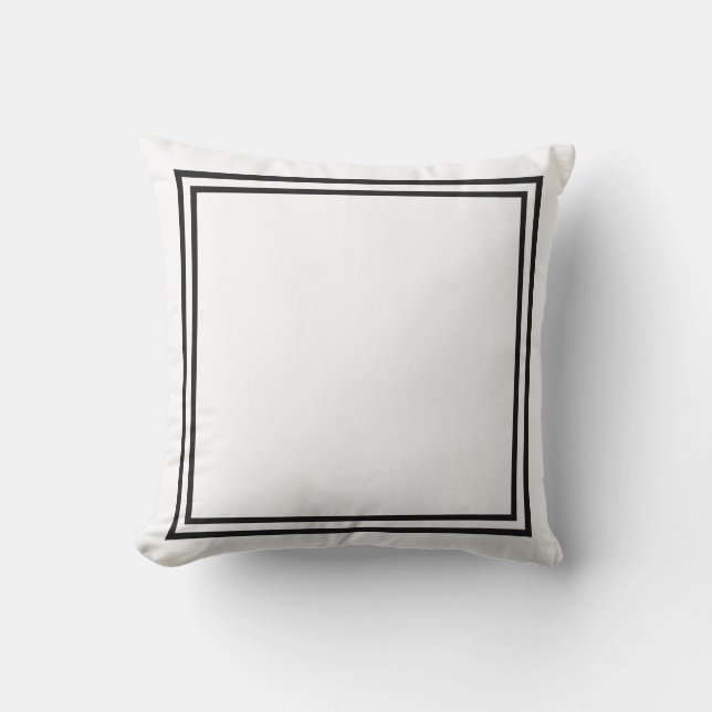 Black and White Border Framed Throw Pillow (Front)