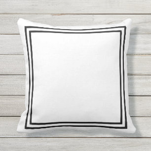 Black and White Border Framed Throw Pillow