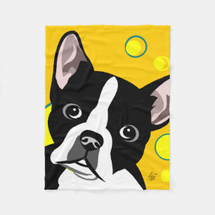 Black and White Boston Terrier Blankets