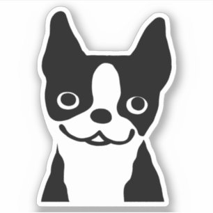 Black and White Boston Terrier Cartoon Dog Vinyl
