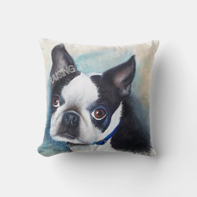 BLACK AND WHITE BOSTON TERRIER CUSHION (Front)
