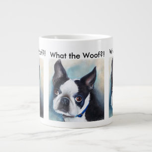 BLACK AND WHITE BOSTON TERRIER LARGE COFFEE MUG
