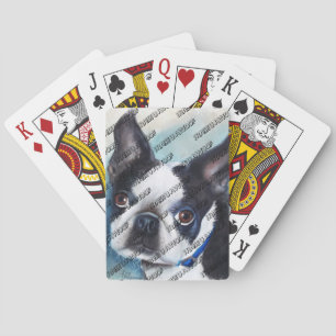 BLACK AND WHITE BOSTON TERRIER PLAYING CARDS