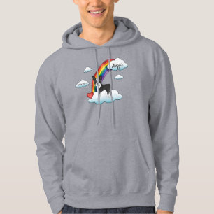 Black And White Boston Terrier Rainbow Memorial Hoodie