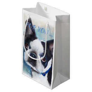BLACK AND WHITE BOSTON TERRIER SMALL GIFT BAG