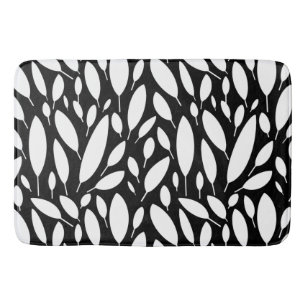 Black and White Botanical Bath Mat