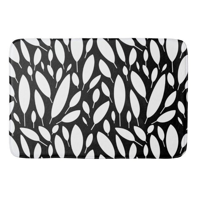Black and White Botanical Bath Mat (Front)