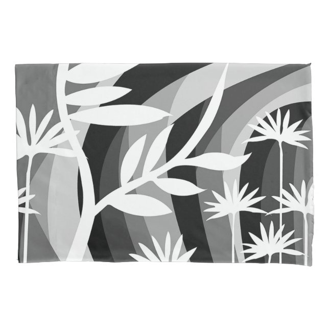Black and White Botanical Design Pillowcase (Front)
