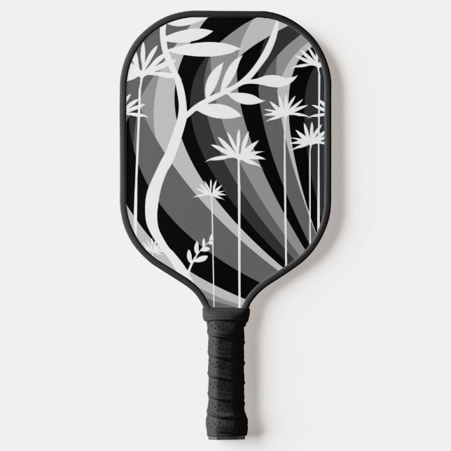 Black and White Botanical Illustration Pickleball Paddle (Front)