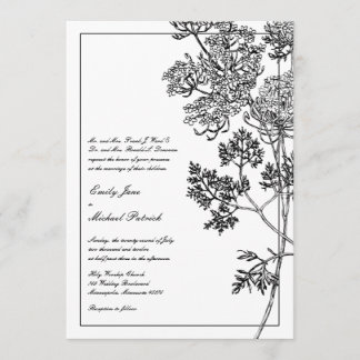Black and White Botanical Illustration Wedding Invitation