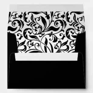 Black and White Botanical Pattern Return Address Envelope