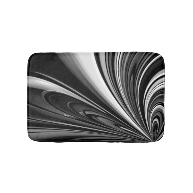 Black and White Bow Abstract Bath Mat (Front)