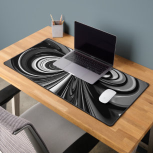 Black and White Bow Abstract Desk Mat
