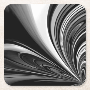 Black and White Bow Abstract Square Paper Coaster