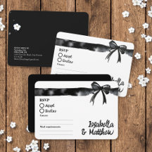 Black and White Bow Minimalist Trendy Wedding RSVP