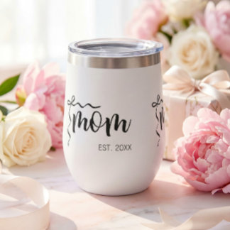 Black and White Bow Script Mum Established Elegant