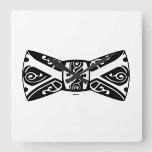 Black and White Bow Tie Square Wall Clock